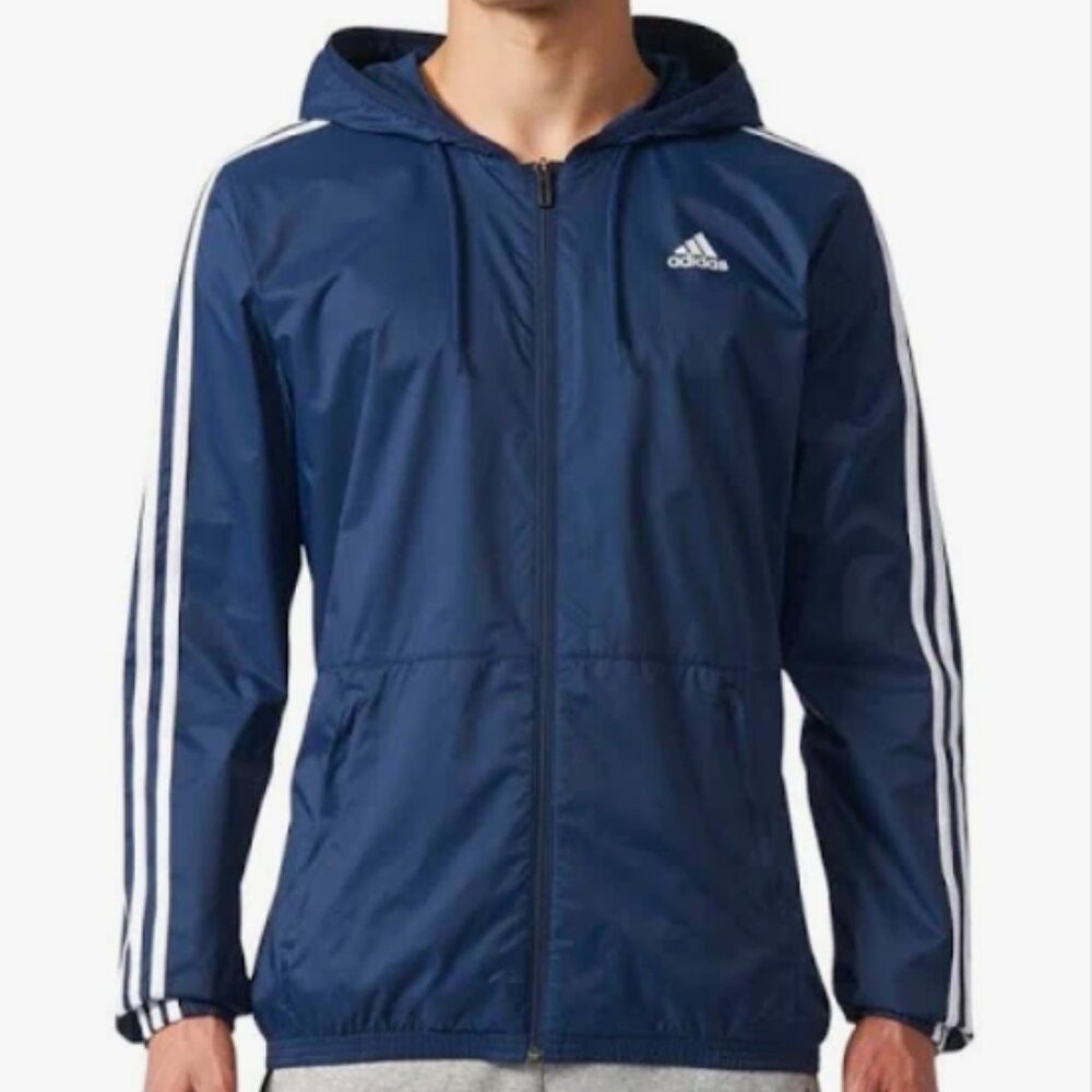 Adidas | Men's Essentials 3-Stripes Wind Jacket - Collegiate Navy w/White Strips